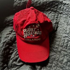 Vintage 90s Brick Red Planet Hollywood Orlando Cap